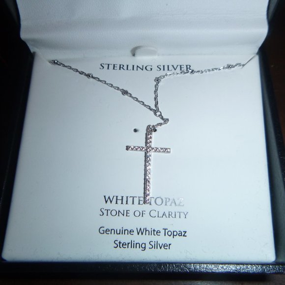 Jewelry - Sterling Silver White Topaz Chain & Cross Jewelry - Sterling Silver White Topaz Chain & Cross